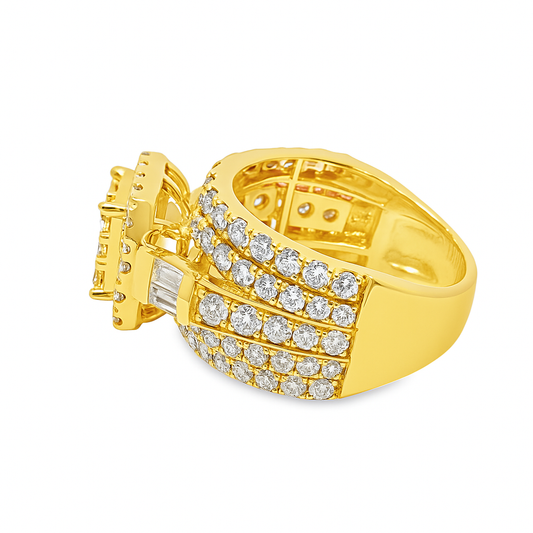 10K Yellow Gold Diamond Square Cluster Ring 3.00 ctw | Brilliant Round Cut Design – Jewelry Palace Lithonia GA