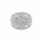 14K White Gold Diamond Flower Cluster Ring 2.95 ctw | Round Brilliant Diamonds – Jewelry Palace Lithonia GA