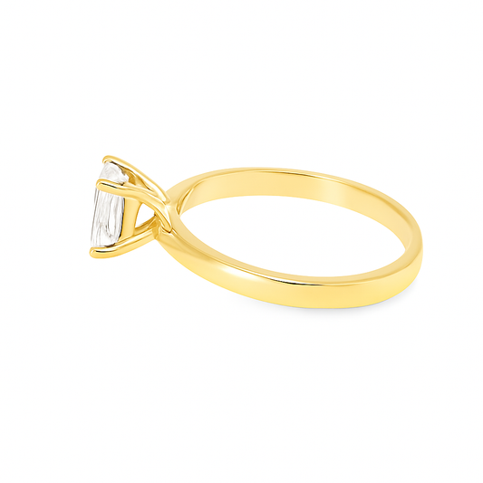 14K Yellow Gold Emerald Cut Diamond Solitaire Engagement Ring 1.00 CTW