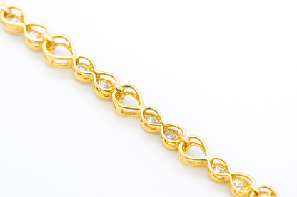 10K Yellow Gold Women’s Infinity Heart Diamond Bracelet 1.50 ctw – Romantic Symbol of Forever Love | Jewelry Palace