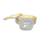 14K Gold Square Twin Halo Diamond Ring 1.73 ctw
