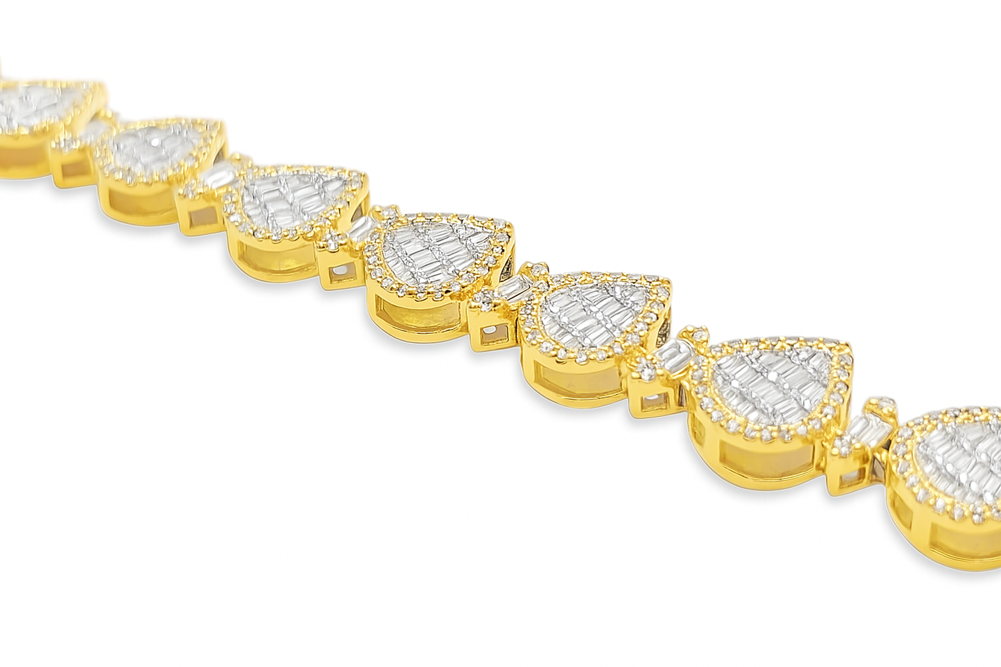 10K Yellow Gold Pear & Marquise Diamond Cluster Cuff Bracelet 2.50 ctw – Elegant Women’s Design | Jewelry Palace