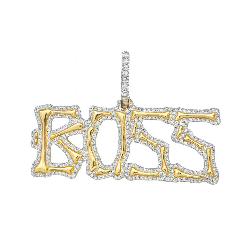 10k Yellow Gold Diamond "BOSS" Pendant 1 1/5 ctw