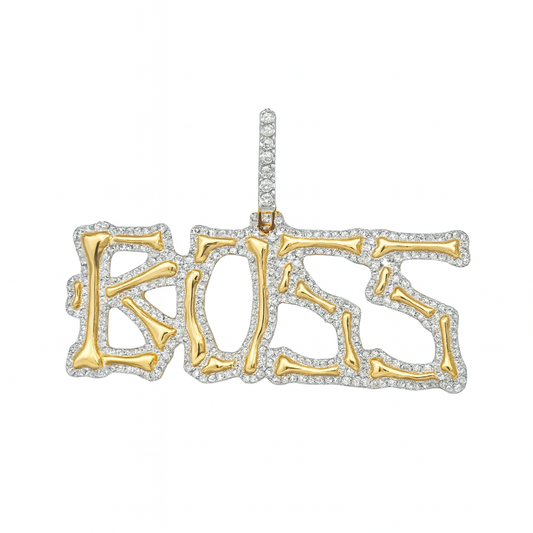 10k Yellow Gold Diamond "BOSS" Pendant 1 1/5 ctw