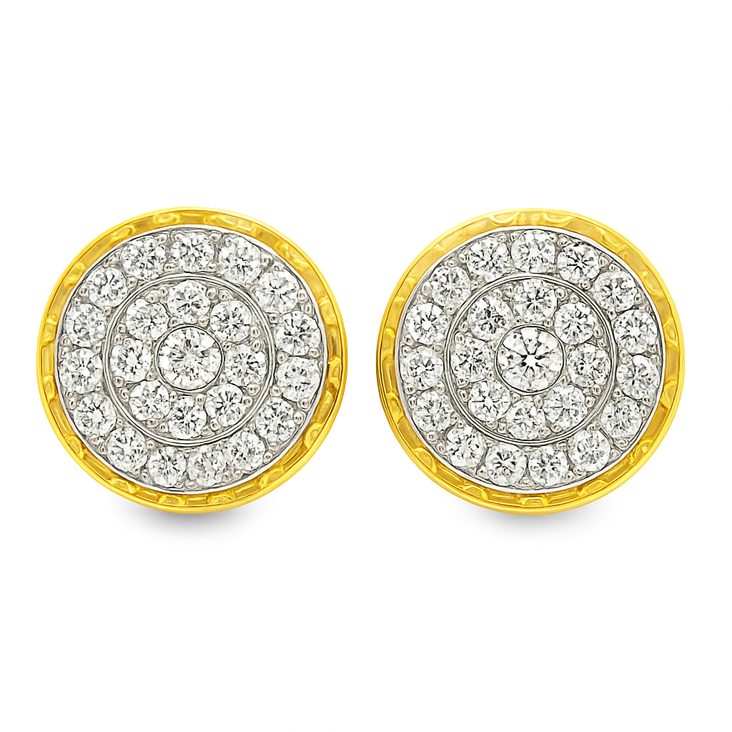 10K Yellow Gold 0.50 ctw Diamond Crown Set Round Earrings | Classic Brilliant Studs | Jewelry Palace