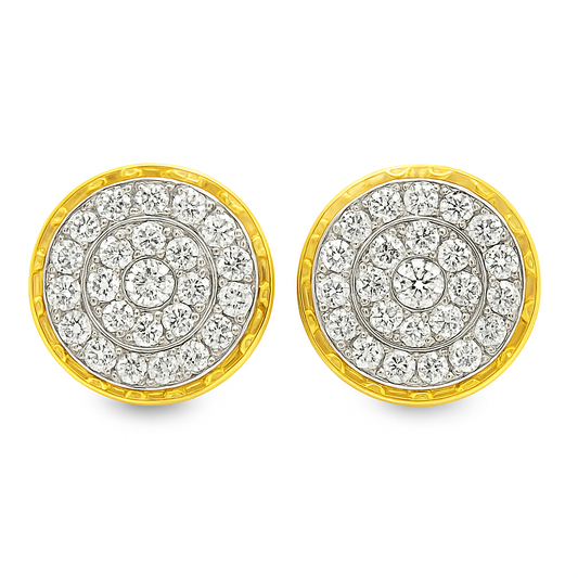 10K Yellow Gold 0.50 ctw Diamond Crown Set Round Earrings | Classic Brilliant Studs | Jewelry Palace