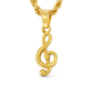 10K Yellow Gold Treble Clef Music Note Pendant w/ 20” Rope Chain Necklace