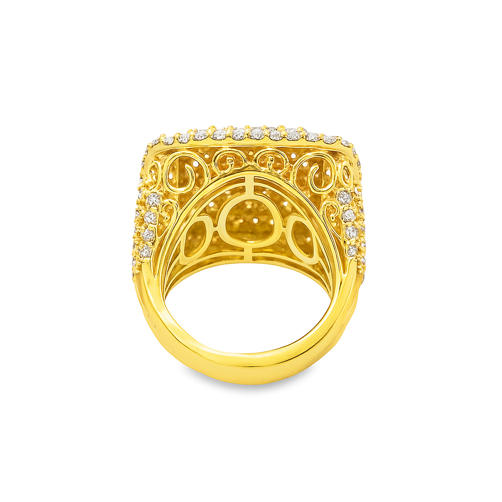 14K Yellow Gold Diamond Cushion Cluster Ring 5.10 ctw – Luxury Men’s Statement Ring | Jewelry Palace Lithonia, GA