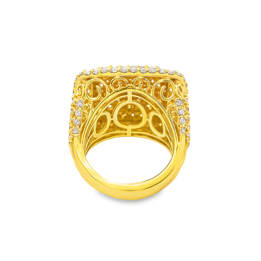 14K Yellow Gold Diamond Cushion Cluster Ring 5.10 ctw – Luxury Men’s Statement Ring | Jewelry Palace Lithonia, GA