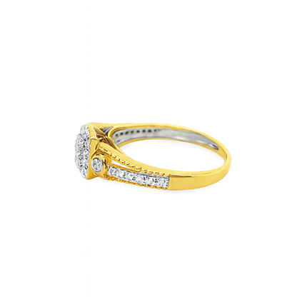 10K Yellow Gold Diamond Cluster Halo Ring 0.26 ctw