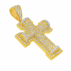 10K Yellow Gold Diamond Cross Pendant with Round Cut Diamonds 3.99 ctw