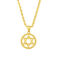 10K Yellow Gold Star of David Pendant Medallion w/ 20” Rope Chain Necklace