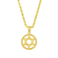 10K Yellow Gold Star of David Pendant Medallion w/ 20” Rope Chain Necklace