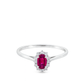 10K White Gold Oval Ruby & Diamond Ring 0.25 ctw