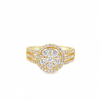 10K Yellow Gold Diamond Cluster Ring 1.25 ctw | Round Cut Halo Engagement Ring – Jewelry Palace