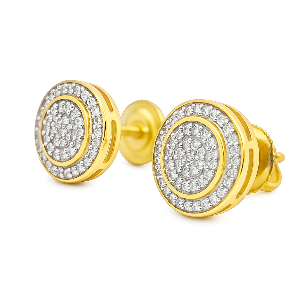 10K Yellow Gold Circle Layered Diamond Stud Earrings – 1/3 CTW | Jewelry Palace
