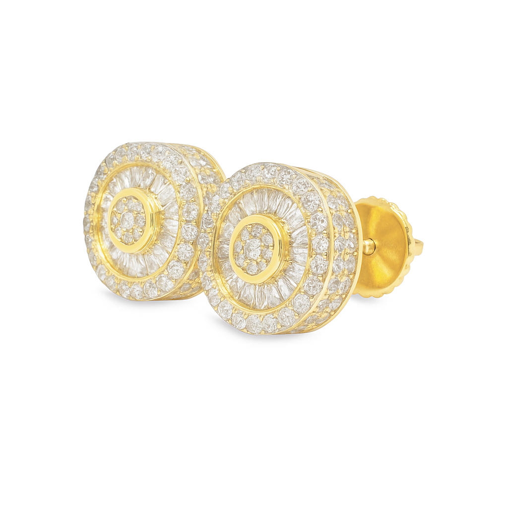 10K Yellow Gold 0.50 ctw Diamond Earrings | Round & Baguette | Jewelry Palace