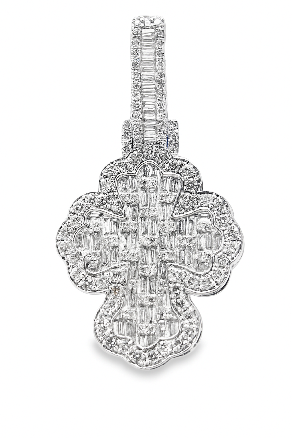 10K Yellow and White Gold Baguette Fancy Cross with 3.00 CTW Diamonds