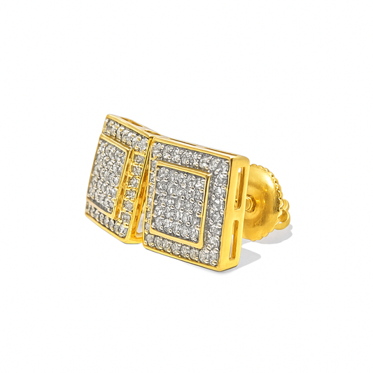 10K Yellow Gold Diamond Square Stud Earrings 0.38 ctw | Jewelry Palace