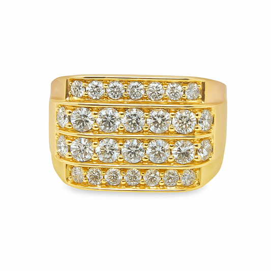 10K Yellow Gold 2.50 ctw Diamond Multi-Row Ring – Men’s Brilliant Statement Band | Jewelry Palace Lithonia, GA