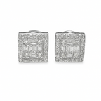 10K White Gold Diamond Square Stud Earrings | 0.50 CTW | Jewelry Palace