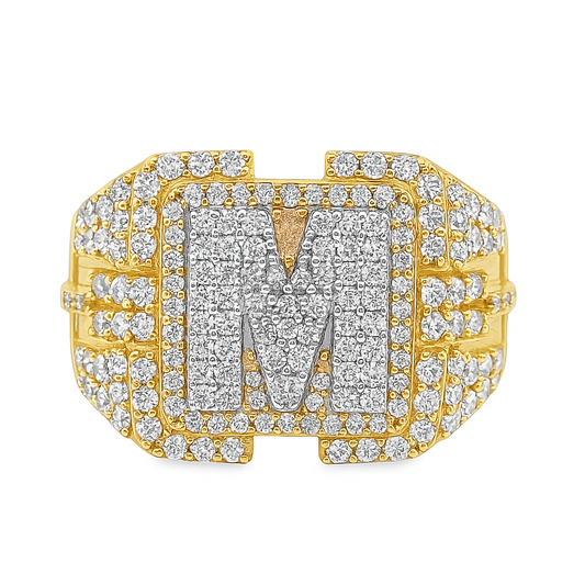 10K Yellow Gold Diamond “M” Initial Ring 1.45 ctw – Personalized Statement Ring | Jewelry Palace Lithonia, GA