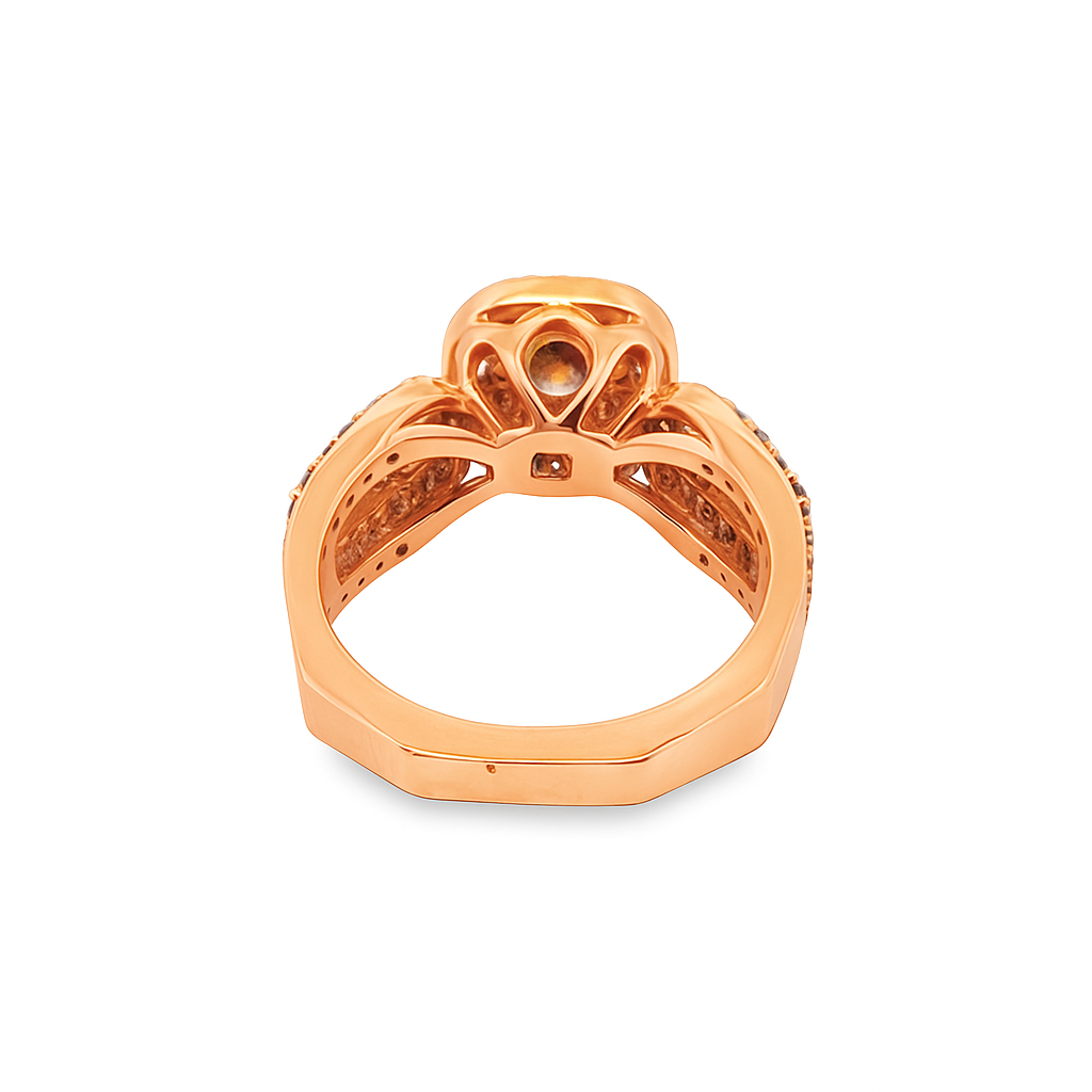 10K Rose Gold Cushion Diamond Ring with Round Diamonds 1.40 ctw