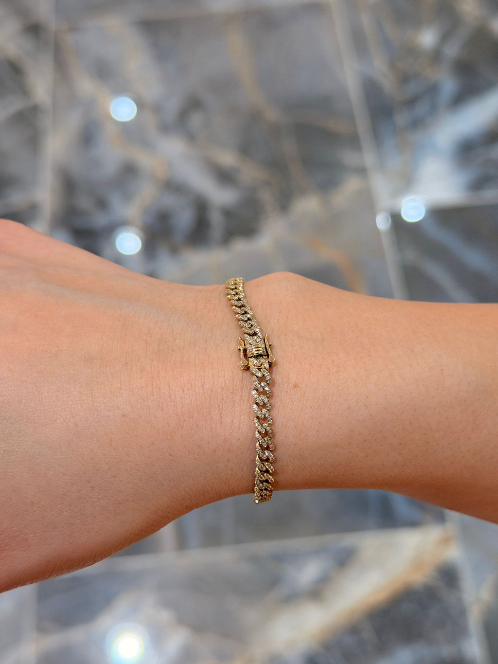10K Yellow Gold 5MM Luxury Diamond Cuban Bracelet 0.95 ctw – Elegant 7" Link Design | Jewelry Palace