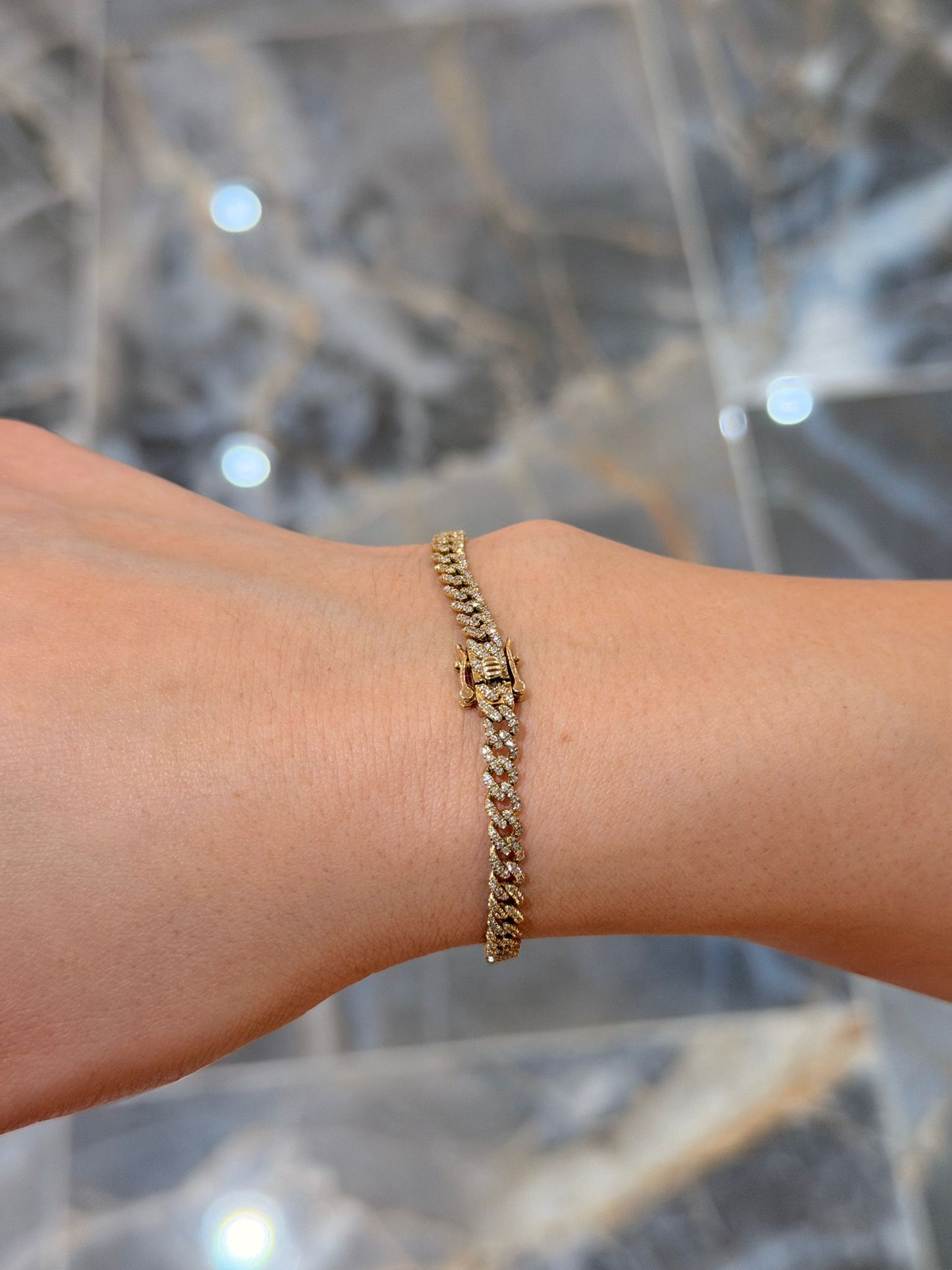 10K Yellow Gold 5MM Luxury Diamond Cuban Bracelet 0.95 ctw – Elegant 7" Link Design | Jewelry Palace