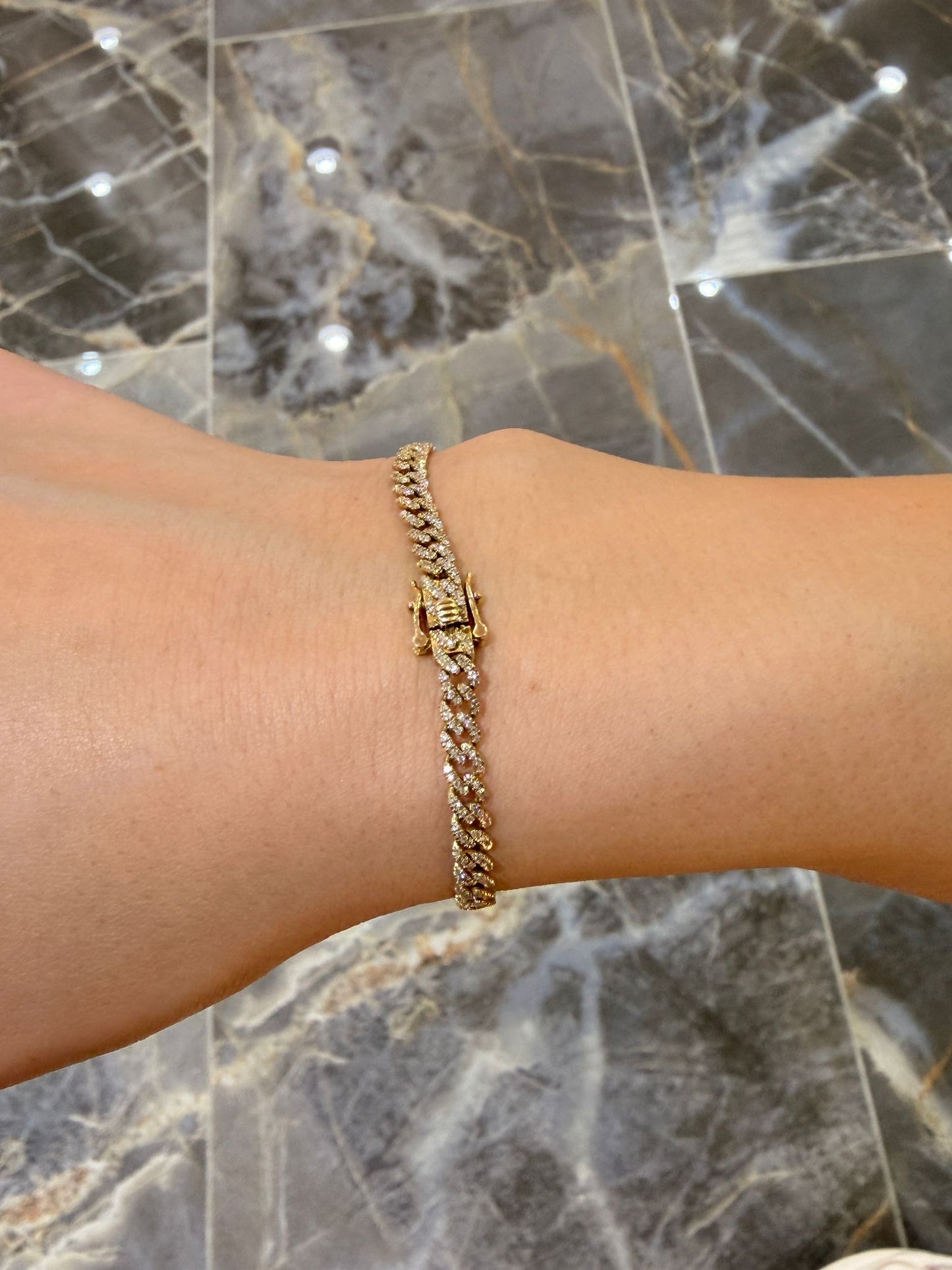 10K Yellow Gold 5MM Luxury Diamond Cuban Bracelet 0.95 ctw – Elegant 7" Link Design | Jewelry Palace