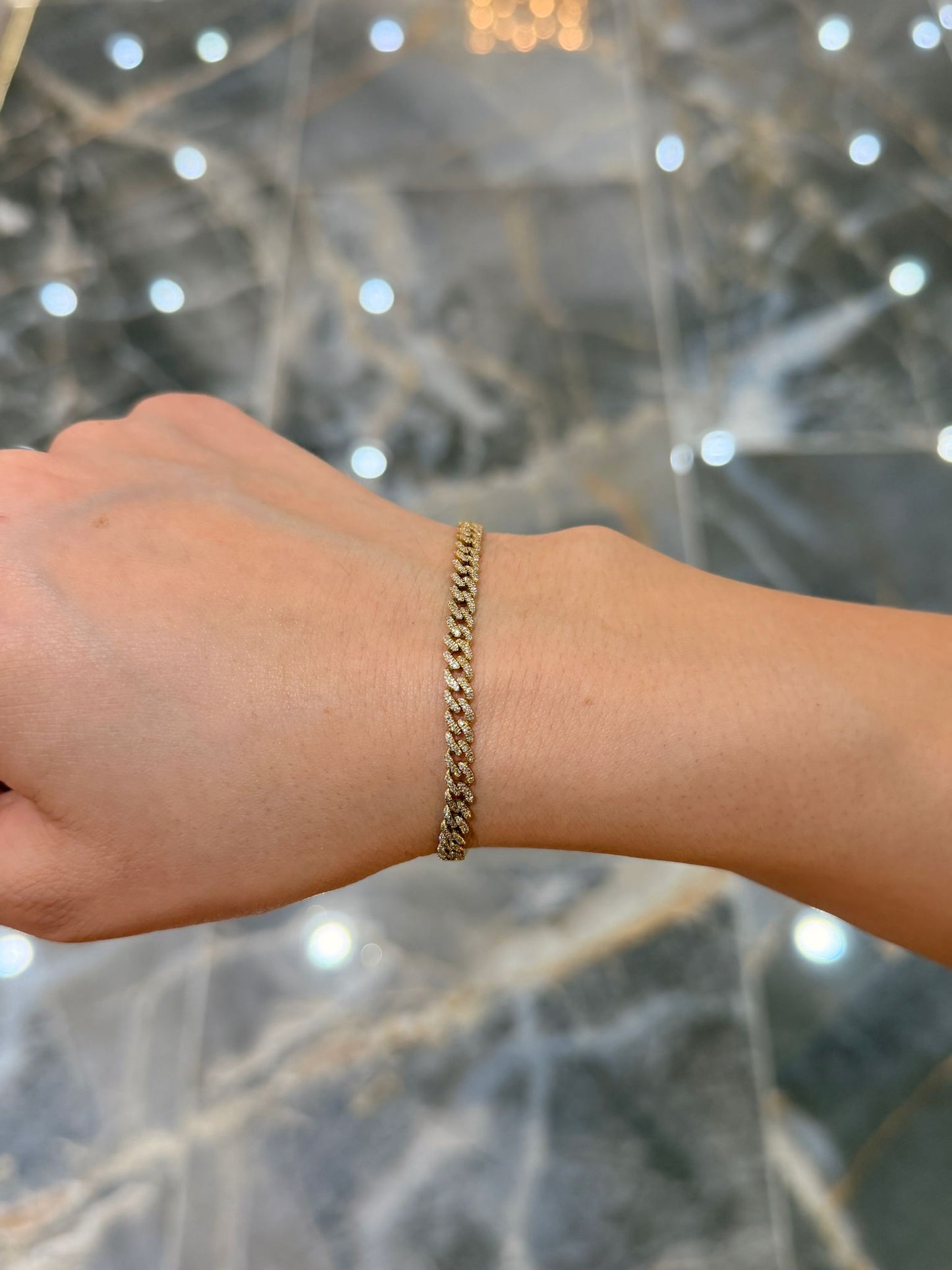 10K Yellow Gold 5MM Luxury Diamond Cuban Bracelet 0.95 ctw – Elegant 7" Link Design | Jewelry Palace