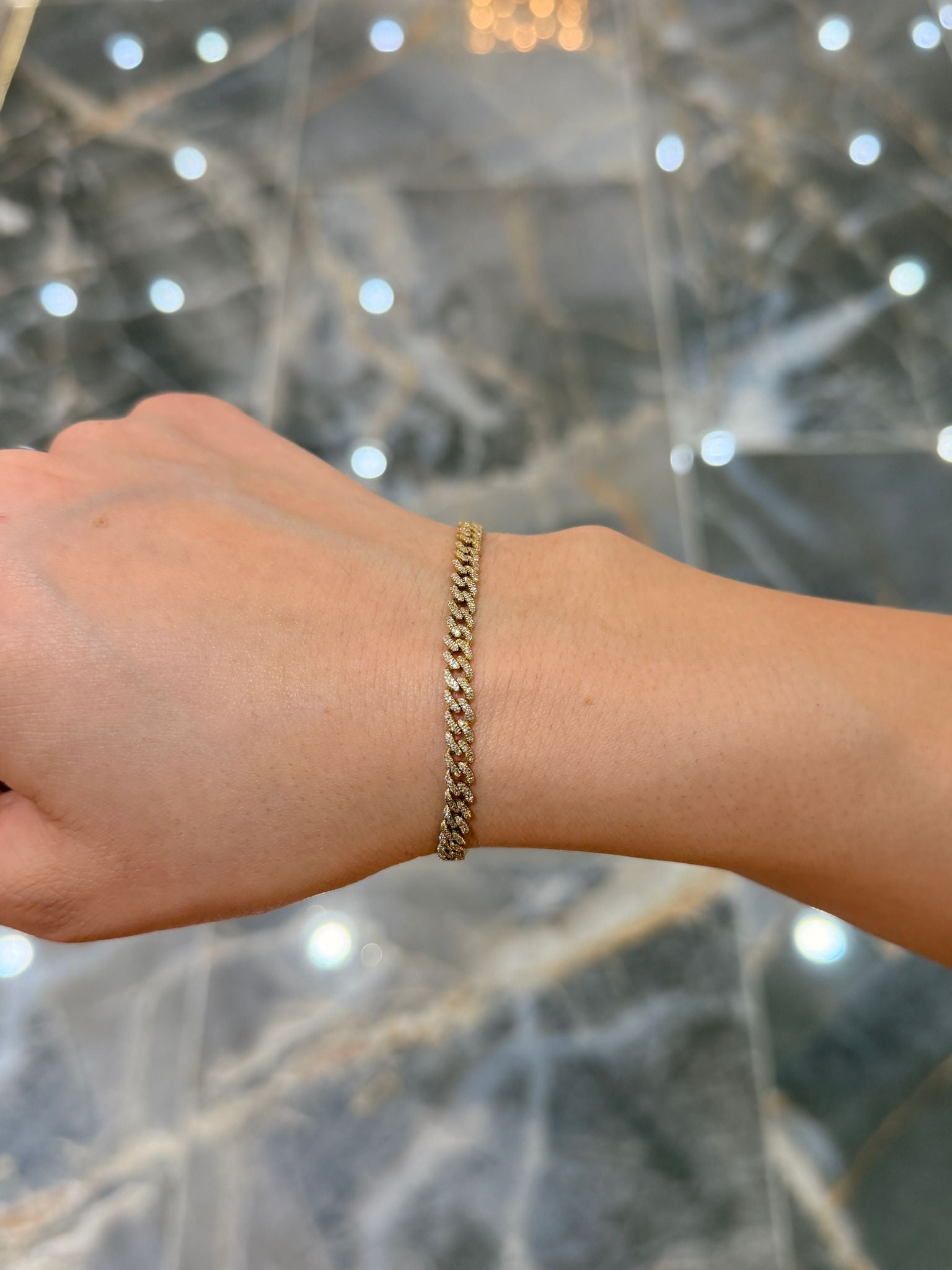 10K Yellow Gold 5MM Luxury Diamond Cuban Bracelet 0.95 ctw – Elegant 7" Link Design | Jewelry Palace