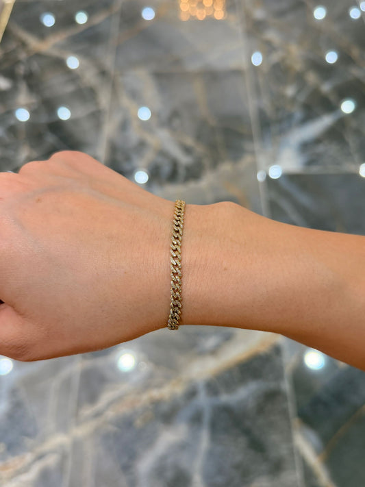 10K Yellow Gold 5MM Luxury Diamond Cuban Bracelet 0.95 ctw – Elegant 7" Link Design | Jewelry Palace