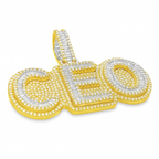 10K Yellow Gold Diamond “CEO” Pendant 7.50 ctw | Baguette & Round Cut Iced-Out Statement Pendant