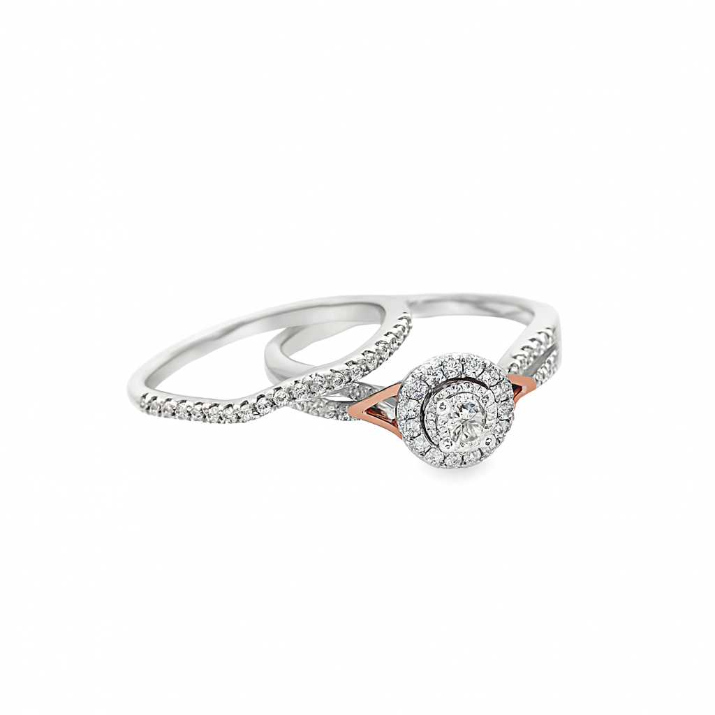 14K White & Rose Gold Round Cut Diamond Ring 0.36 ctw