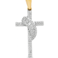 10K Yellow Gold Diamond Cross Pendant 0.25 ctw | Baguette & Round Cut Religious Charm