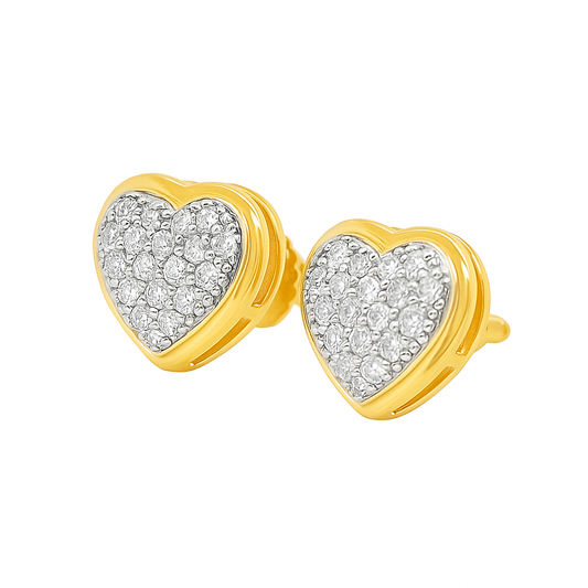 10K Yellow Gold Diamond Heart Stud Earrings | 0.25 CTW | Jewelry Palace