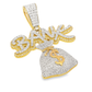 10K Yellow Gold Diamond "Bank Money" Pendant with Round Cut Diamonds 1 5/8 ctw