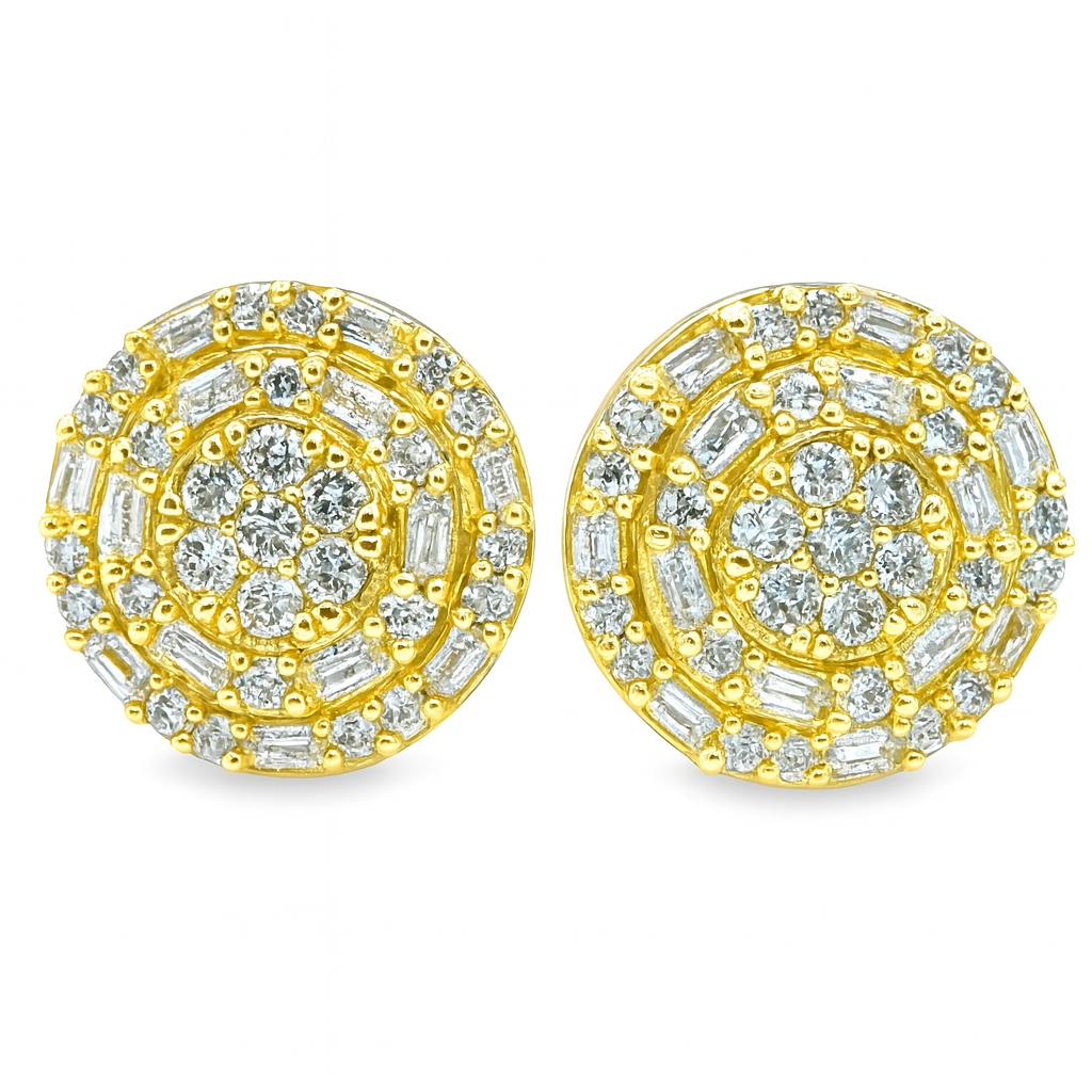 10K White Gold Diamond Round Cluster Stud Earrings 0.50 CTW | Jewelry Palace