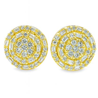10K White Gold Diamond Round Cluster Stud Earrings 0.50 CTW | Jewelry Palace