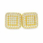10K Yellow Gold Diamond Square Pave Stud Earrings 0.81 CTW | Jewelry Palace