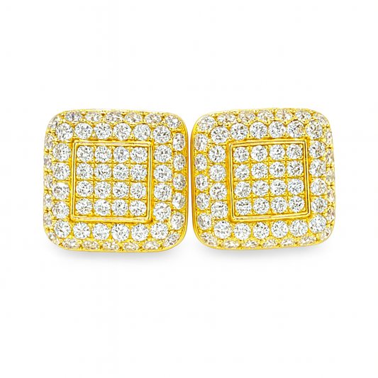 10K Yellow Gold Diamond Square Pave Stud Earrings 0.81 CTW | Jewelry Palace