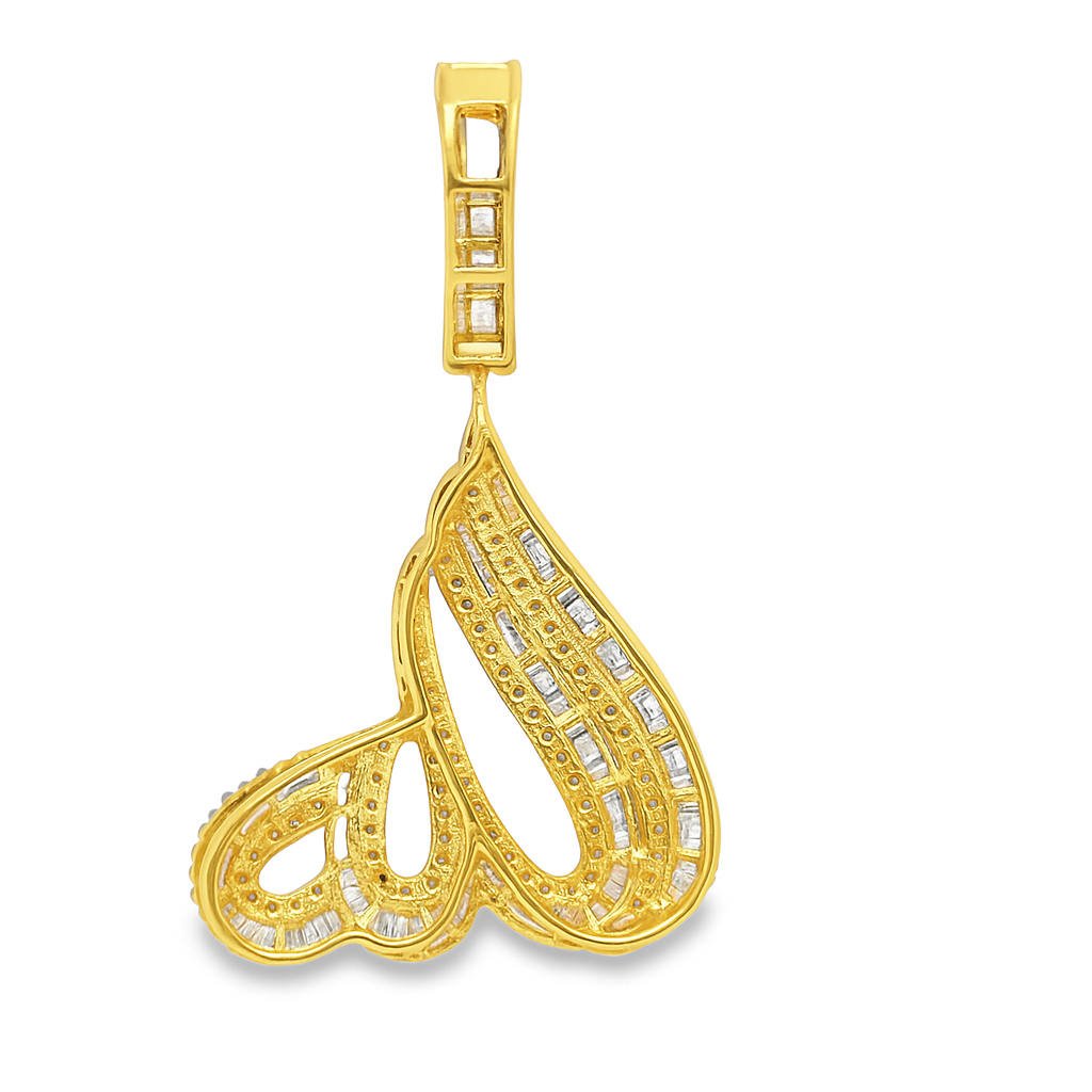10K Yellow Gold 2.25 ctw Baguette Diamond Allah Pendant | Spiritual Iced-Out Faith Piece | Jewelry Palace