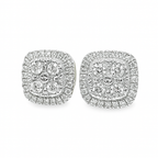 10K Yellow Gold Square Diamond Stud Earrings 0.60 ctw | Jewelry Palace