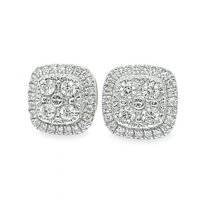 10K Yellow Gold Square Diamond Stud Earrings 0.60 ctw | Jewelry Palace