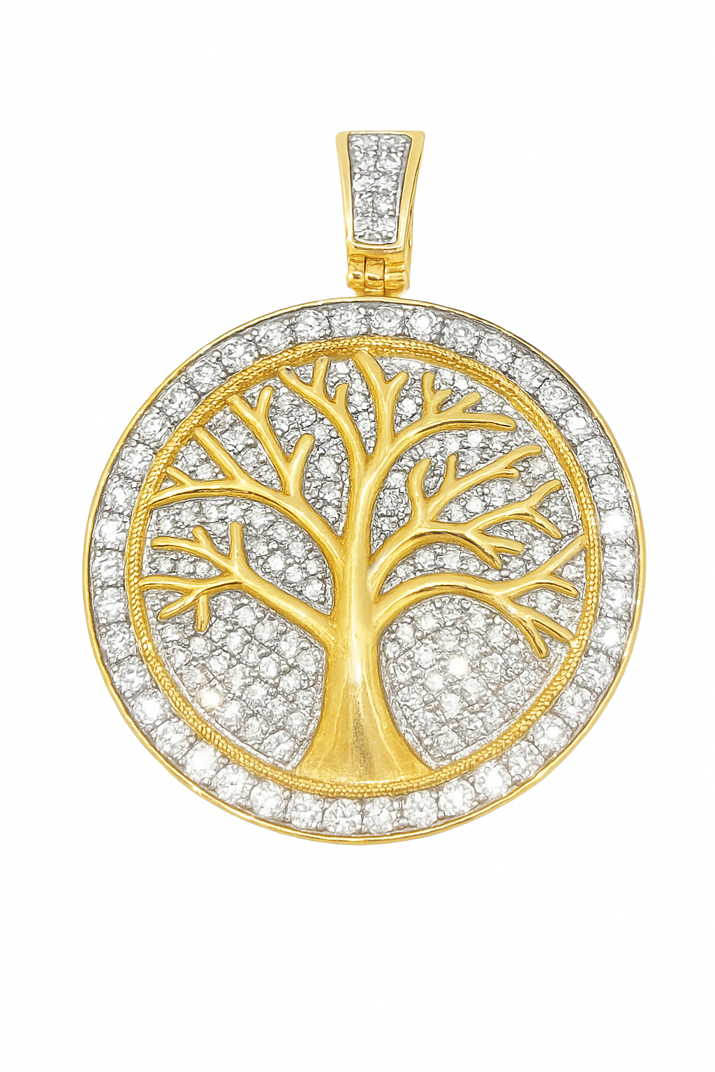 10K Yellow Gold Diamond 'Tree of Life' Pendant with Diamonds 1.25 ctw