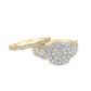 10K Yellow Gold Halo Set Diamond Wedding Ring with Diamond Band 1.03 ctw