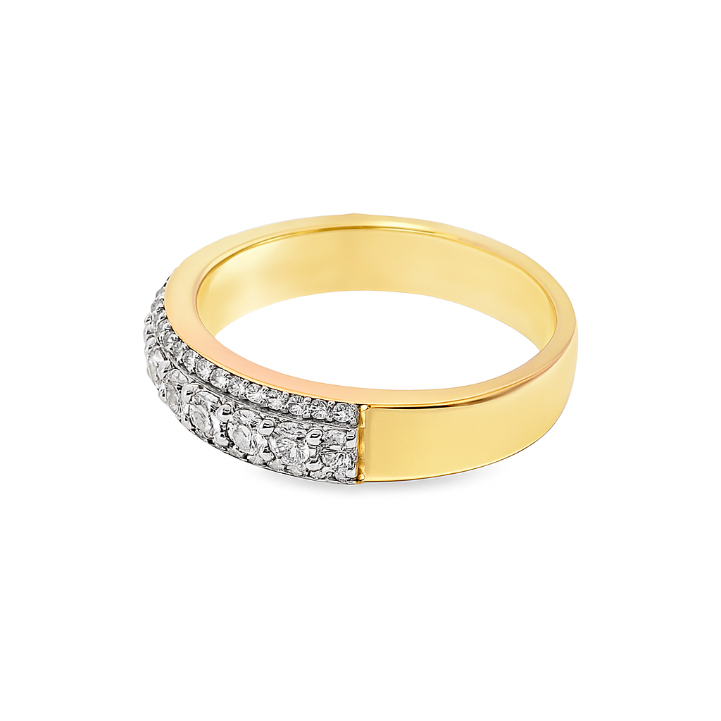 Men’s 10K Yellow Gold 3-Row Diamond Band | 1.59 CTW | Jewelry Palace