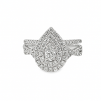 14K White Gold Diamond Engagement Ring 0.50 ctw | Pear Cut Halo Design – Jewelry Palace Lithonia GA