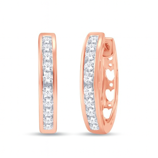 Diamond Hoop Earrings 0.50 ctw 10K Rose Gold